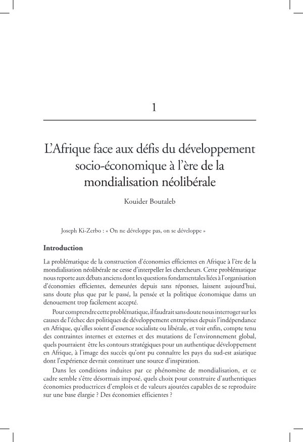 1- b kouider - l afrique face aux de fis du de veloppement socio-e conomique