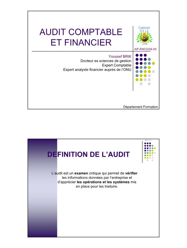 Audit com,ptable et financier