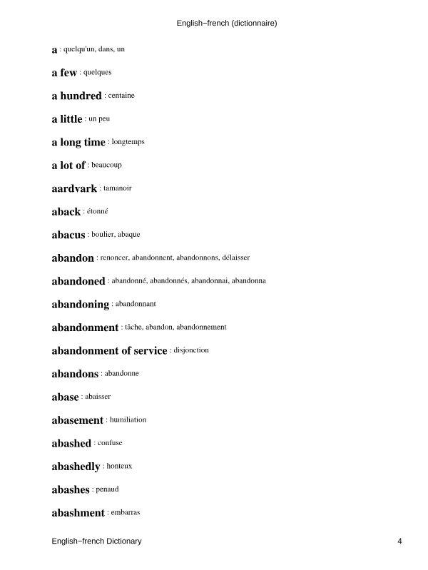 Dictionaire francais englais