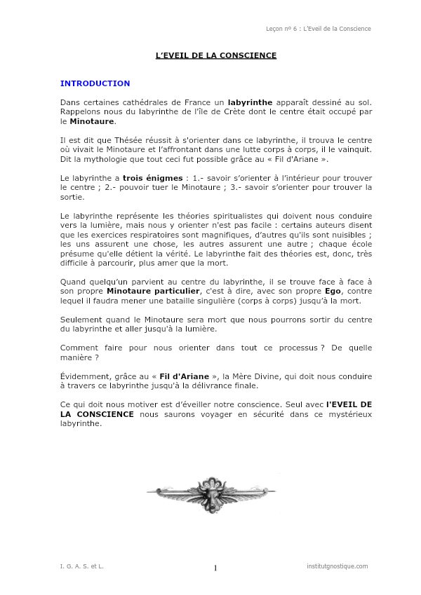 06 LEVEIL DE LA CONSCIENCE