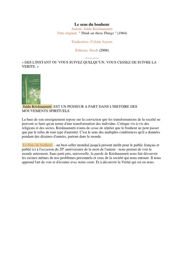 Le sens du bonheur